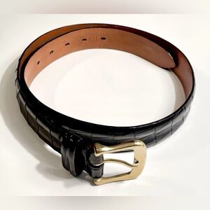 Cole Haan Men's Black Genuine American Alligator Belt Made In Italy Size 32